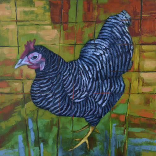 Barred Chicken - Oil Painting by Alexandria Levin