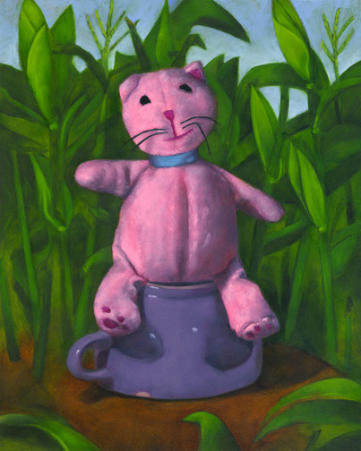 Cat on a Cup in the Corn - Oil Painting by Alexandria Levin