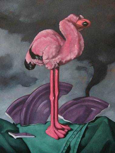 Pink Flamingo - Oil Painting by Alexandria Levin