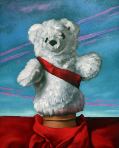 White Puppet Bear - Oil Painting by Alexandria Levin