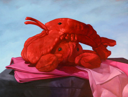 Two Red Lobsters - Oil Painting by Alexandria Levin