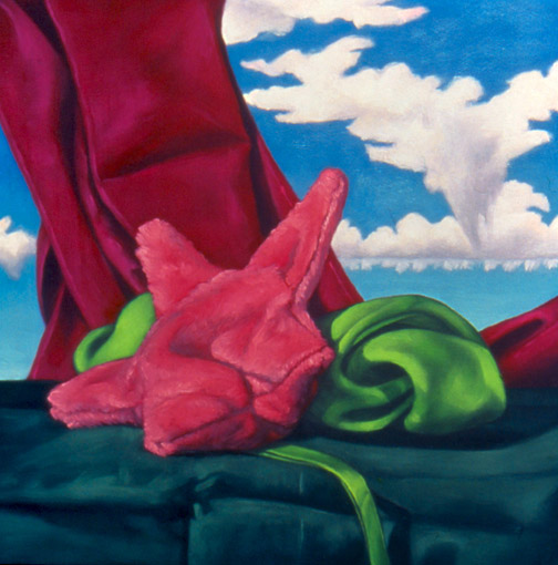Pink Star Green Bone - Oil Painting by Alexandria Levin