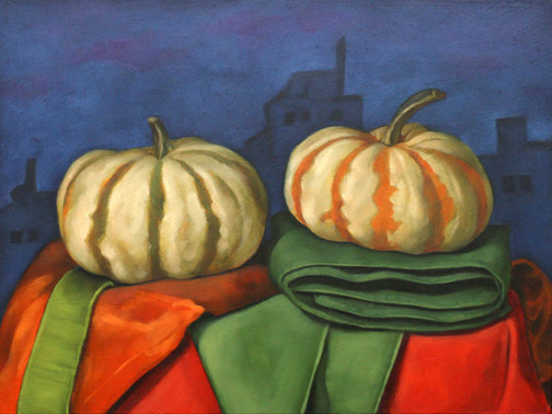 Striped Pumpkinettes - Oil Painting by Alexandria Levin