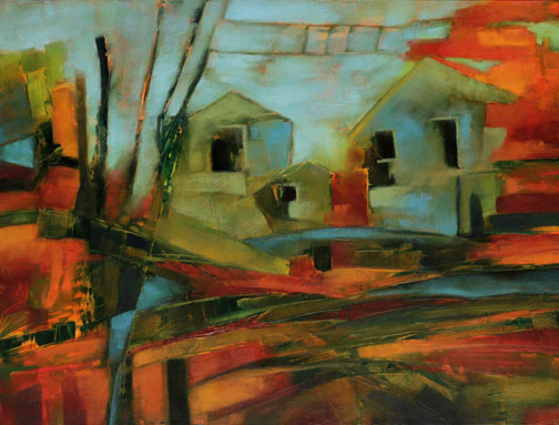 Fractured Suburb - Oil Painting by Alexandria Levin